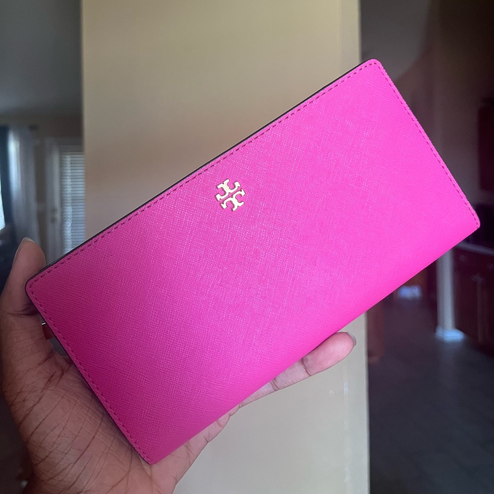 Pink Tory Burch wristlet
